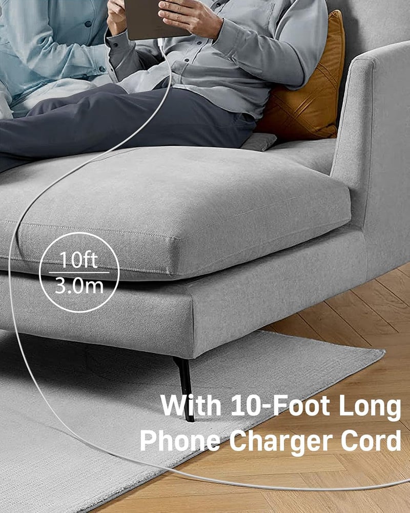 LCXX 10FT Charger for iPhone 20W Fast Charging [MFi Certified, 2-Pack] USB-C PD Block & Extra Long Cable Compatible with iPhone 14/13/12/11/Pro/Plus/Max/Mini/SE, iPad & More - Image 3